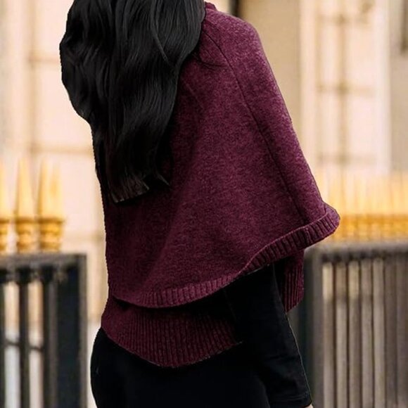 Cardigan Button Up Knit Shawl Sweater Casual Cape Coat for Fall Winter Layered - Picture 6 of 6